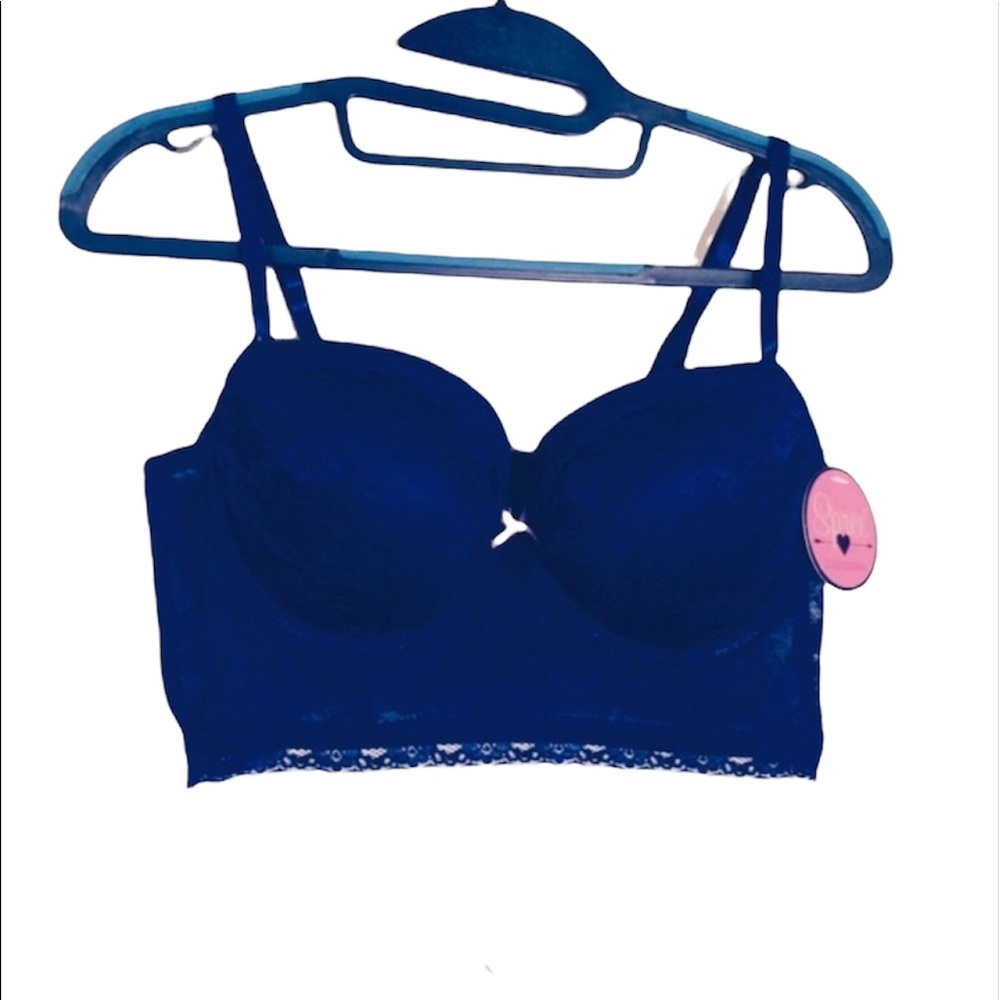 NWT 38C Deep Blue Lace Push-up Bustier Lingerie